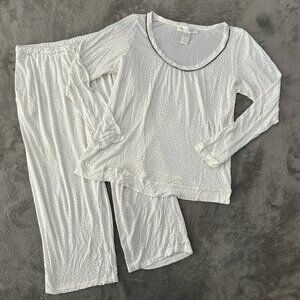 Eileen West Pajamas Two Piece Set Women's SMALL Capris Long Sleeve Shirt
